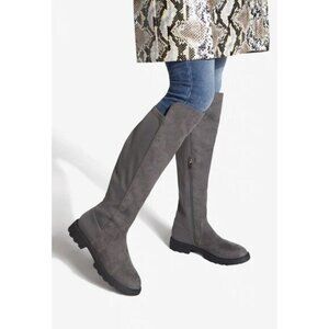 NIB Faux Suede Knee High Gray Riding Boots